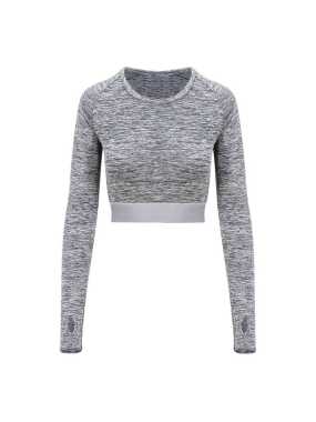 Dámske tričko (Just Cool WOMEN'S LONG SLEEVE CROP T) > šedá (melange) > XL