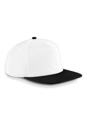 Unisex šiltovka (Beechfield Original Flat Peak Snapback Cap) > biela / čierna