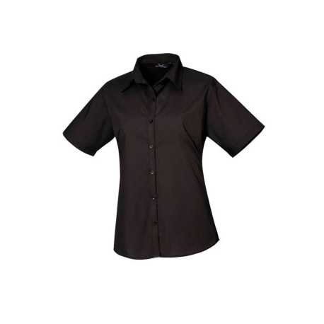 Dámska košeľa (PREMIER LADIES’ SHORT SLEEVE POPLIN BLOUSE) > čierna > 3XL