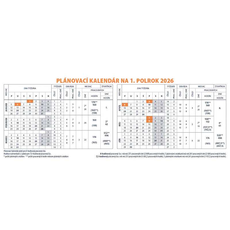 Stolový kalendár (Pracovný  kalendár veľký 2026) - 30 x 12 cm