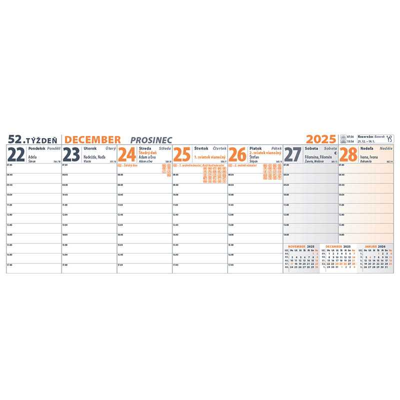 Stolový kalendár (Pracovný  kalendár veľký 2026) - 30 x 12 cm