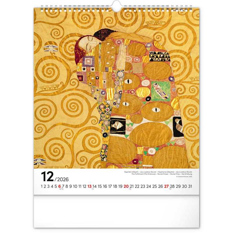 Nástenný kalendár (Gustav Klimt 2026) - 30 x 34 x 1 cm