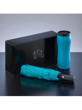 Sada termohrnček a dáždnik > tyrkysová+potlač loga