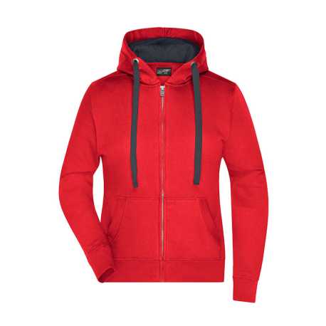 Dámska mikina (DAIBER Ladies' Hooded Jacket) > červená / šedá (carbon) > S