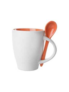 Hrnček se lyžičkou - 300 ml > oranžová