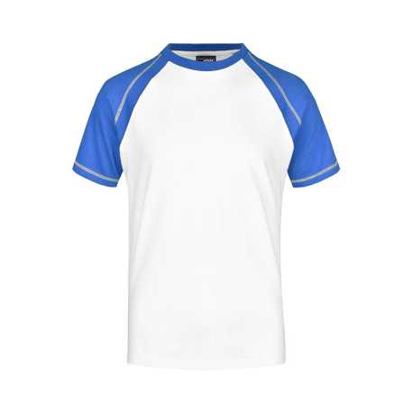 Pánske tričko (DAIBER Men's Raglan-T) > biela / modrá (royal) > 2XL