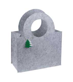 Plstená taška s príveskom jedľa > šedá