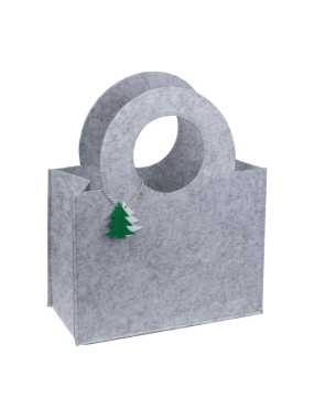 Plstená taška s príveskom jedľa > šedá