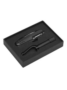 Sada svietidla a vreckového noža s 9 funkciami > čierna