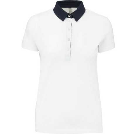 Dámska polokošeľa(Kariban"LADIES' TWO-TONE JERSEY POLO") > biela / modrá (navy) > 2XL