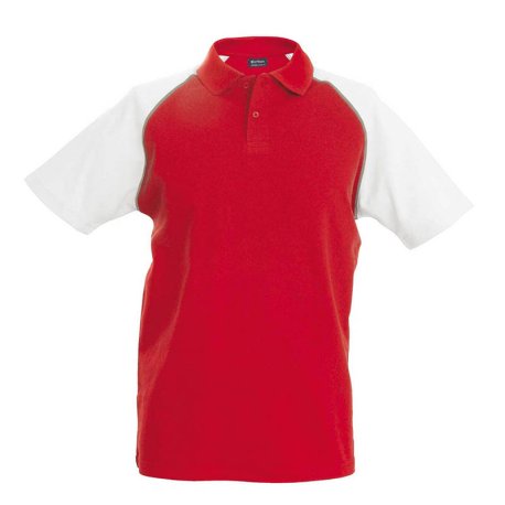 Unisex polokošeľa (KARIBAN POLO BASEBALL) > červená / biela > 2XL
