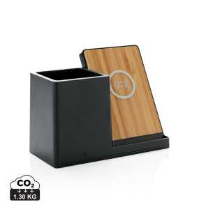 Bezdrôtová nabíjačka Ontario 10W z FSC bambusu a RCS rABS > čierna