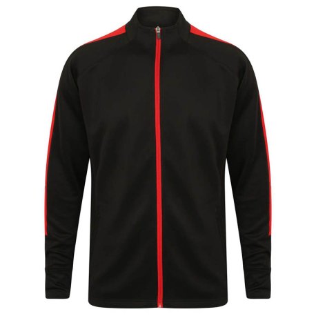 Unisex mikina (Finden + Hales ADULT'S KNITTED TRACKSUIT TOP) > čierna / červená > XS