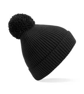 Unisex čiapka (Beechfield Engineered Knit Ribbed Pom Pom Beanie) > čierna