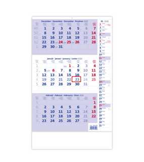 Nástenný kalendár (Trojmesačný kalendár s poznámkami 2026) - 31,5 x 52 cm > modrá