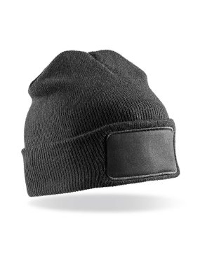 Zimná čiapka (RESULT W/E Double Knit Thinsulate™ Printers Beanie)>čierna