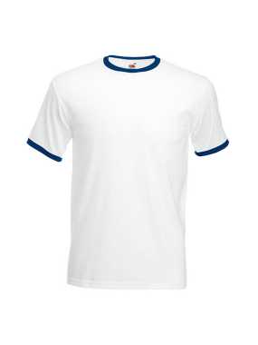 Pánske tričko (FRUIT OF THE LOOM Ringer T) > biela / modrá (navy) > 3XL