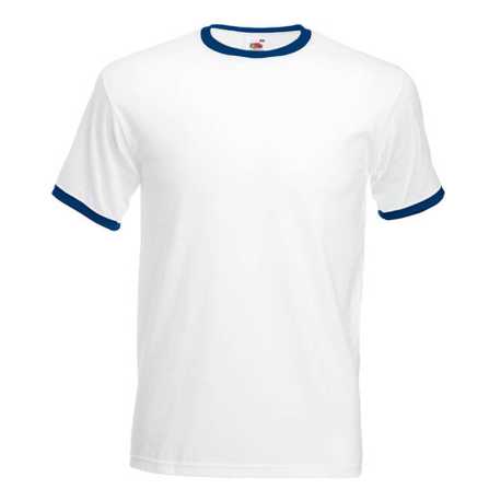 Pánske tričko (FRUIT OF THE LOOM Ringer T) > biela / modrá (navy) > 2XL