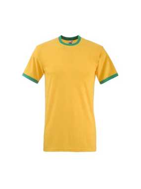 Pánske tričko (FRUIT OF THE LOOM Ringer T) > žltá (sunflower) / zelená (kelly) > L