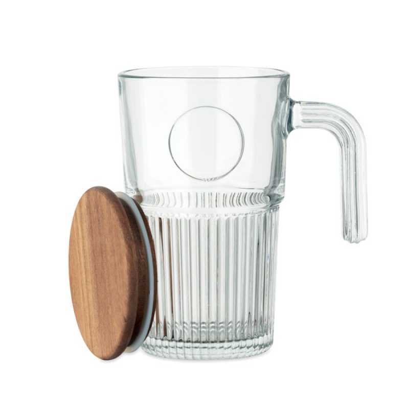 Rebrovaný sklenený hrnček 450ml > transparentná