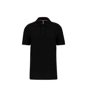 Pánska polokošeľa(DTW MEN'S SHORT-SLEEVED CONTRASTING POLO SHIRT)>čierna/oranžová>L