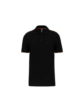 Pánska polokošeľa(DTW MEN'S SHORT-SLEEVED CONTRASTING POLO SHIRT)>čierna/oranžová>4XL