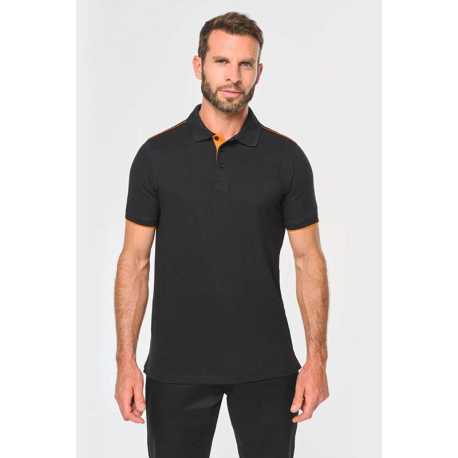 Pánska polokošeľa(DTW MEN'S SHORT-SLEEVED CONTRASTING POLO SHIRT)>čierna/zelená(kelly)>3XL