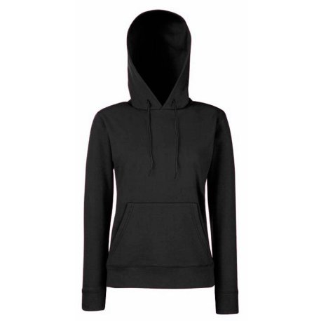 Dámska mikina (FRUIT OF THE LOOM Lady-Fit Hooded Sweat ) > čierna > S
