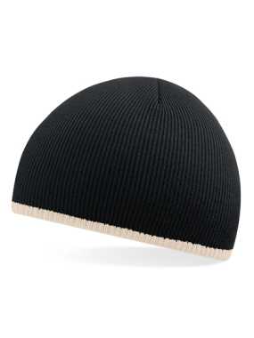 Unisex čiapka (Beechfield Two-Tone Pull-On Beanie) > čierna / béžová (stone)