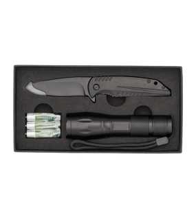 Darčekový set svietidla a noža  > čierna
