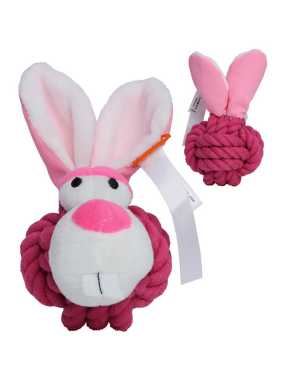 Hračka pre psa (MBW Dog toy knotted animal rabbit) > ružová