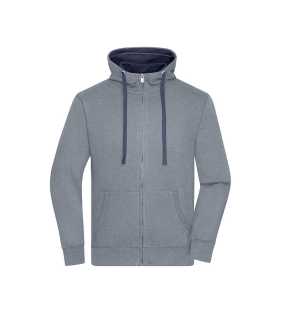 Pánska mikina (JN Men's Lifestyle Zip-Hoody) > šedá (melange) / modrá (navy) > L