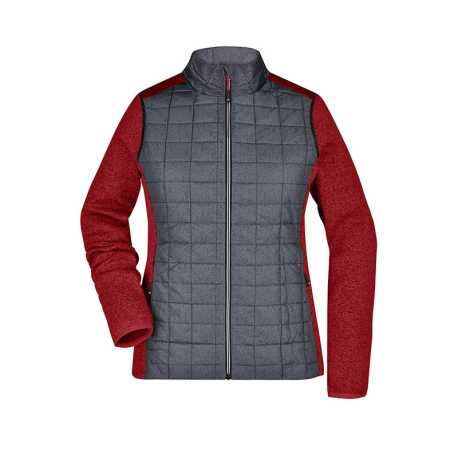 Dámska bunda (DAIBER Ladies Knitted Hybrid Jacket)>červená (melange) / šedá (anthracite)>M