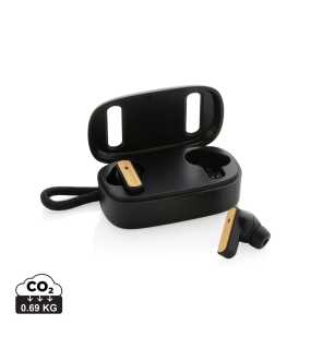 TWS slúchadlá z RCS recykl. plastu a FSC bambusu > čierna