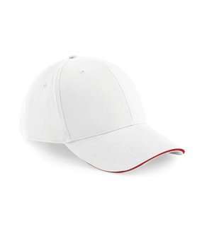 6 panelová-unisex šiltovka (Beechfield Athleisure 6 Panel Cap) > biela / červená (classic)