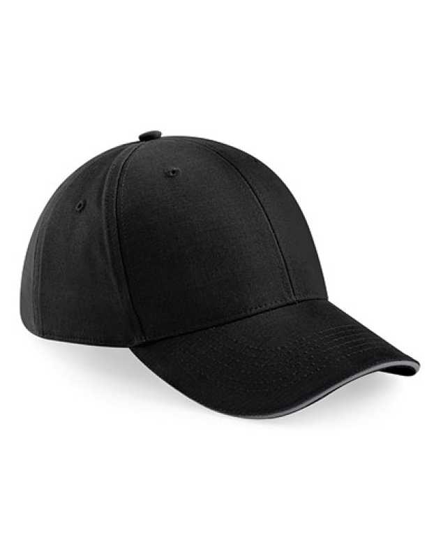 6 panelová-unisex šiltovka (Beechfield Athleisure 6 Panel Cap) > čierna / šedá (graphite)