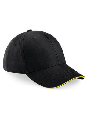 6 panelová-unisex šiltovka (Beechfield Athleisure 6 Panel Cap) > čierna / žĺta