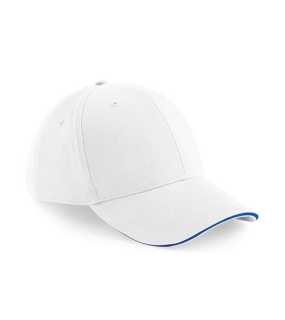 6 panelová-unisex šiltovka (Beechfield Athleisure 6 Panel Cap)>biela/modrá (bright royal)