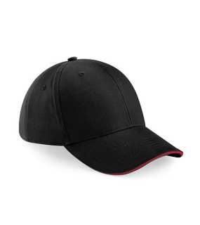 6 panelová-unisex šiltovka (Beechfield Athleisure 6 Panel Cap)>čierna / červená (classic)