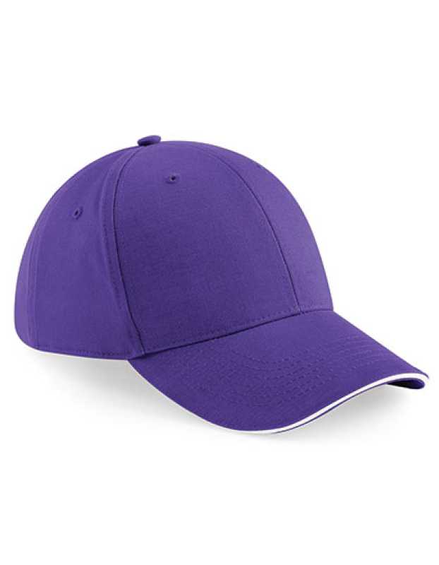 6 panelová-unisex šiltovka (Beechfield Athleisure 6 Panel Cap) > fialová / biela