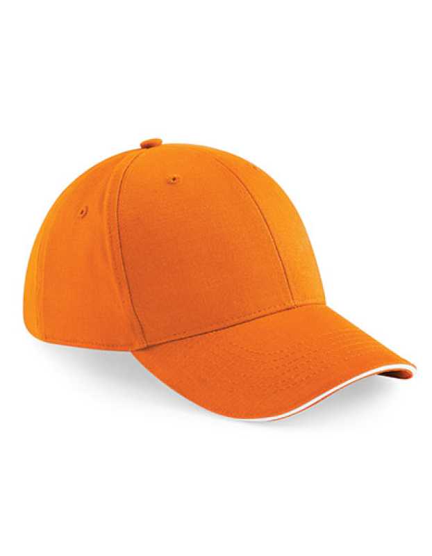6 panelová-unisex šiltovka (Beechfield Athleisure 6 Panel Cap) > oranžová / biela