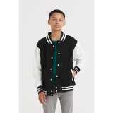 Detská bunda (Just Hoods KIDS VARSITY JACKET) > modrá (royal) / biela (arctic) > 7/8