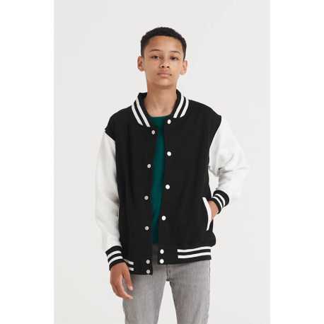 Detská bunda (Just Hoods KIDS VARSITY JACKET) > modrá (royal) / biela (arctic) > 7/8