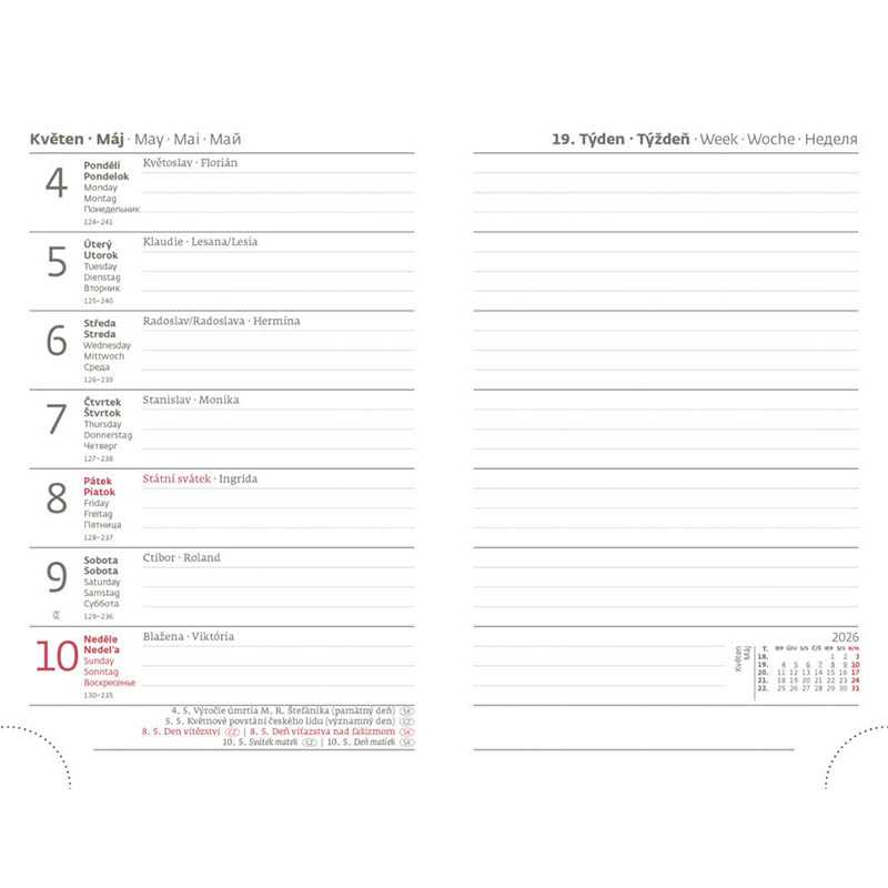 Diár s gumičkou (Vario 2026) - 9 x 14 cm > Wildflowers > týždenný vreckový