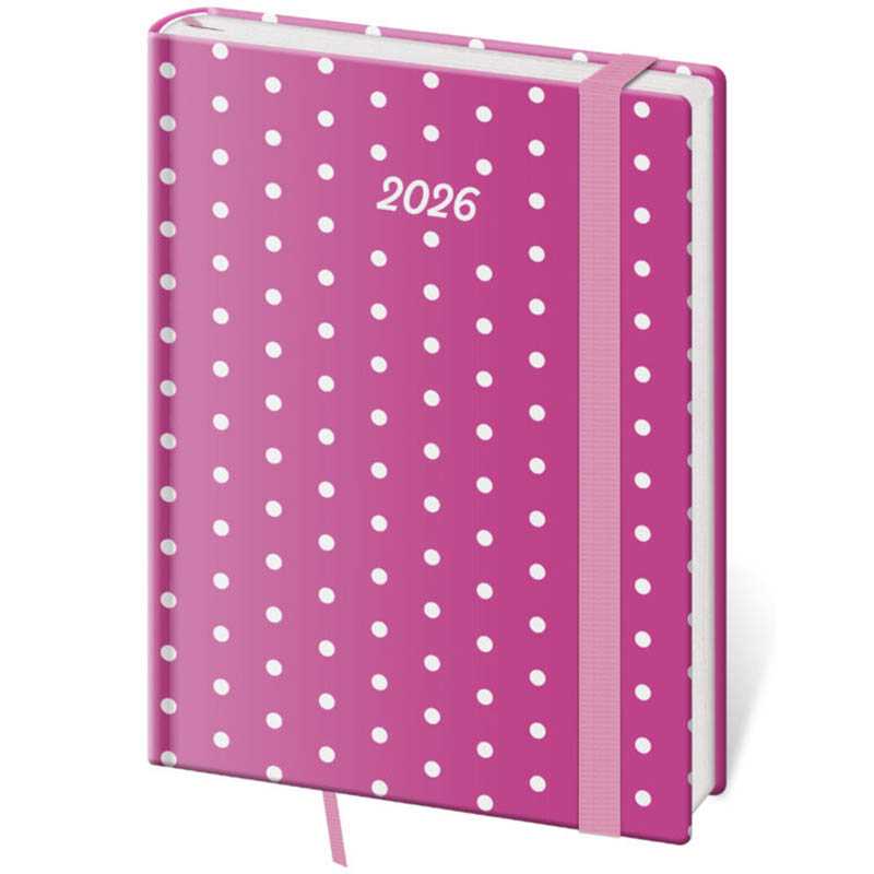 Diár s gumičkou (Vario 2026) - 12 x 16,5 cm > Pink > denný B6