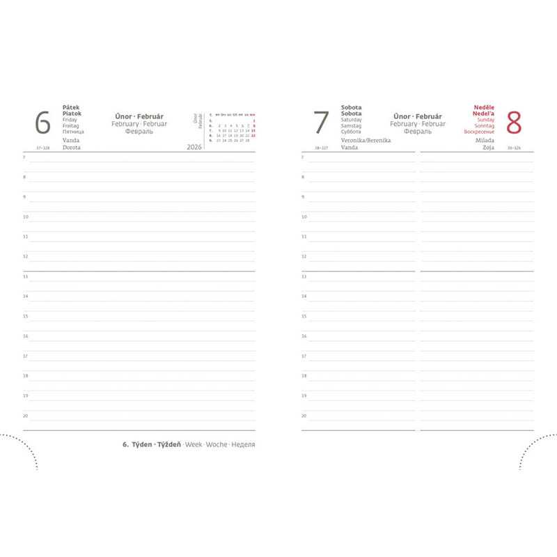 Diár s gumičkou (Vario 2026) - 12 x 16,5 cm > Macarons > denný B6