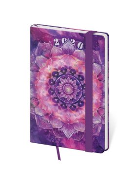 Diár s gumičkou (Vario 2026) - 9 x 14 cm > Mandala > týždenný vreckový