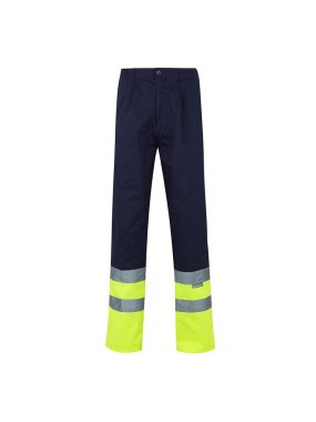 Pánske nohavice (VELILLA HV TWO-TONE TROUSERS) > modrá (marine) / žltá (hi-vis) > 2XL