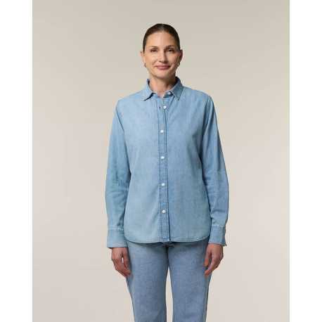 Dámska košeľa (STANLEY\STELLA Stella Denim Shirt) > modrá (light wash) > XS