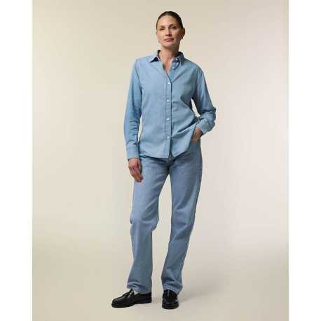 Dámska košeľa (STANLEY\STELLA Stella Denim Shirt) > modrá (light wash) > XS